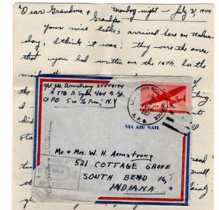 Wwii 1944 464th Bomb Group,  8th Aaf Cover,  Letter Apo 587 England Censored