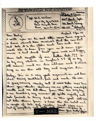 Wwii 1945 381st Bomb Group 8th Aaf Vmail Letter England