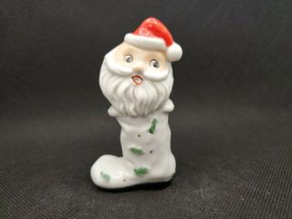 Vintage Christmas Mini Porcelain Santa In Boot Figurine Japan