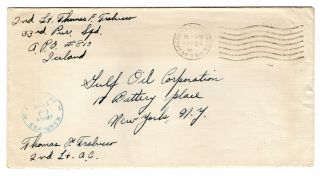 Wwii 1942 Apo 810 Cover Iceland 33rd Pursuit Squadron Censored