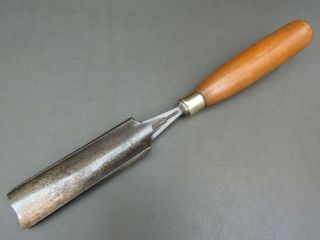 Vintage Out Cannel Gouge Chisel 1 1/8 " Old Tool Boxwood Handle By I & H Sorby