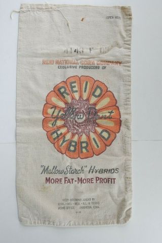 Vintage Seed Corn Bag Sack Reid Yellow Dent Hybrid Sunflower
