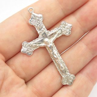 925 Sterling Silver Vintage Chapel Crucifix Cross Pendant
