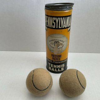 Pennsylvania Allcort Championship Tennis 2 Balls Metal Can Open Vintage 1940 