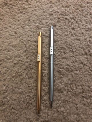 Vintage Paper Mate Double Heart Gold Tone Pen & Stainless Steel Mech.  Pencil