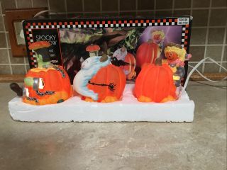 Spooky Hollow Lighted Porcelain Halloween Pumpkin Express 3 Pc Train Set 1997