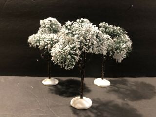 (3) CHRISTMAS HOLIDAY LEMAX 6 ' Inch SNOW COVERED TREES USE WITH DEPARTMENT 56 2
