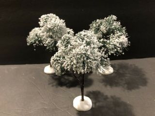 (3) CHRISTMAS HOLIDAY LEMAX 6 ' Inch SNOW COVERED TREES USE WITH DEPARTMENT 56 3