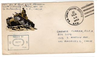 1943 Wwii 27th Infantry Division Apo 27 Cover Makin Gilbert Islands Censored