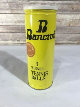 Vintage Bancroft Metal Tennis Ball Can Empty Prop Usa Yellow Black