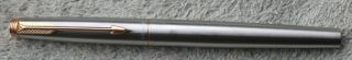 Vtg Parker Flat Top " 75 " Stainless Steel Flighter Gold Trim Roller Ball Pen