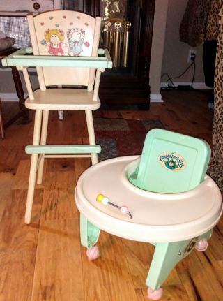 Vtg Coleco Cabbage Patch Kids Walker Play High Chair 1986 Cpk Doll Wooden Rare