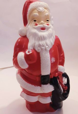 Vintage Empire Plastic Blow Mold Santa 1968 13” Light Up Cord Clear Bulb