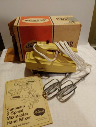 Sunbeam Mixmaster Hand Mixer Gold Vintage 1979 5 Speed 3 - 53