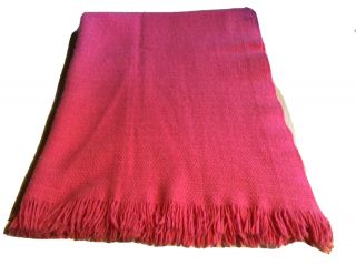 Faribo Vintage 100 Wool Fluff - Loomed Pink Throw Blanket,  60” X 46” Made In Usa
