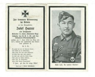 Wwii German Death Card,  Decorated Soldier Infantry Assault Badge 1942