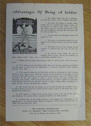 Wwii Us Army Recruitment Flyer W/ Recruiting Stations Listed