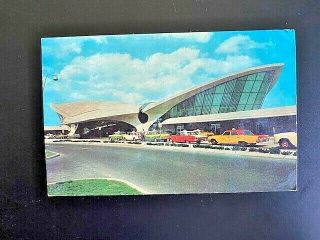 Vintage Postcard Twa Terminal John F.  Kennedy Airport 1964 Vintage Taxi