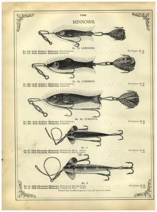 1902 Paper Ad Pflueger Fishing Lure Silk Phantom Rubber Minnow Luminous Governor