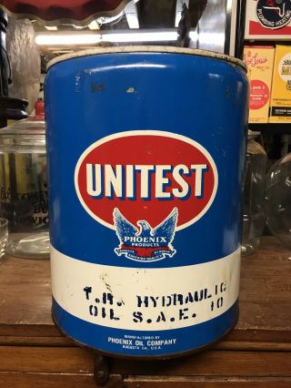 Vintage Phoenix Oil Unitest 5 Gallon Oil Can Augusta Georgia Ga Sign Standard
