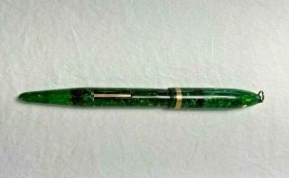Vintage Sheaffer Lifetime White Dot Ring Top Pen Green Marble Fountain