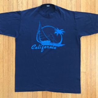 Vintage 70s - 80s California Souvenir Vacation T - Shirt Men Sz L Hawaii Sunset