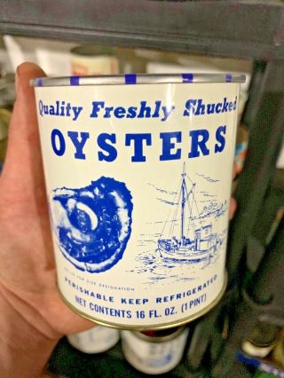 One Pint Freshly Shucked Oyster Tin Can Reginald Stubbs Seafood Chincoteague Va