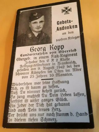 Ww Ll German Death Card Luftwaffe Pilot