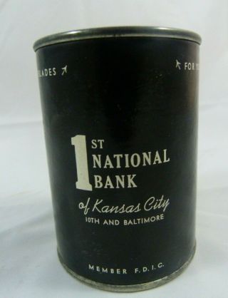 Vintage 1st National Bank Of Kansas City Advertising Razor Blade Bank