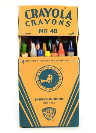 Vintage Crayola Crayons No.  48 - Binney & Smith York,  45/48,  Box