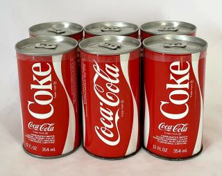 Vintage 6 Pack Of Steel Soda Pop Coca - Cola Coke Cans
