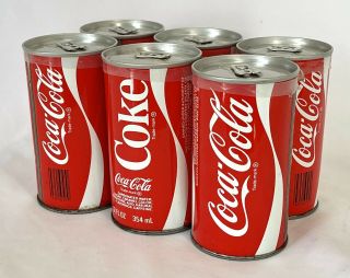Vintage 6 Pack of Steel Soda Pop Coca - Cola Coke Cans 2