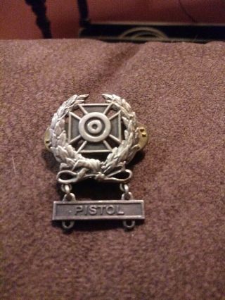 Ww2 Us Army Sterling Silver Expert Pistol Badge