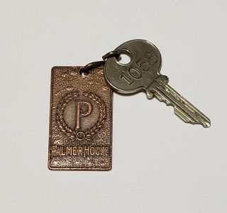 Vintage Palmer House Hotel Room Key Keychain Fob Chicago Illinois