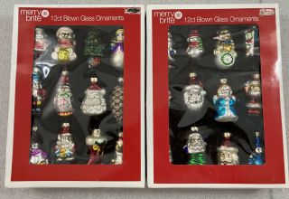 Merry Brite Blown Glass Small Christmas Ornaments 2 Boxes Of 12 Each