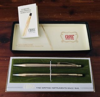 Cross Pen & Pencil Set 12kt Gold Filled No.  6601 W/ Box & Booklet Vintage
