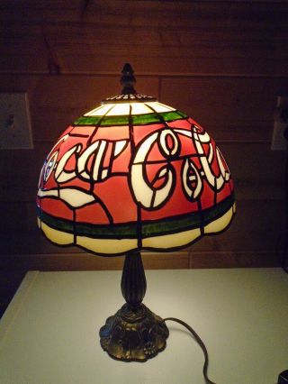 Coca Cola Plastic Stained Glass Style Shade 16 " Lamp