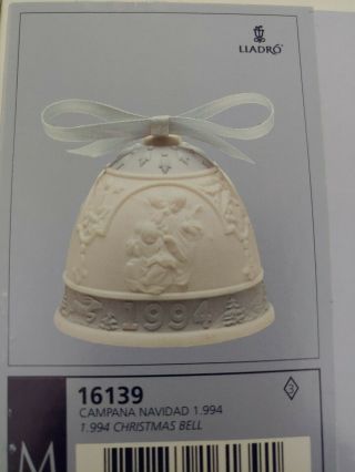 Lladro Porcelain 1994 Christmas Bell Ornament 16139
