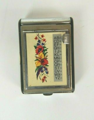 Vintage Pocket Index Flip Top Address/phone Book Floral Design Metal