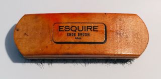 Vintage ESQUIRE SHOE VALET De Luxe Wooden Shoe Shine Box w/ Brush 2