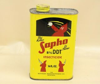 Vintage Sapho Ddt Insecticide Tin Can Montreal Little Devils - M79