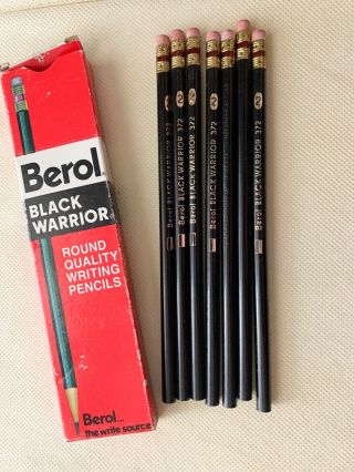 Qty 7 Vintage Berol Black Warrior Eagle Round Writing Pencils 372 - 2 Medium Soft