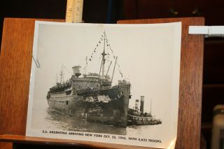 1945 Wwii Press Release Photo S.  S.  Argentina Arriving York Oct 25 Troops