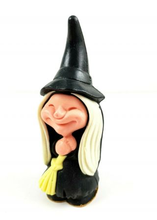 Vintage 1981 Halloween Wicked Witch W Broom Wizard Air Freshener Figure
