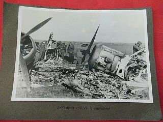 Wwii German Photo Combat Soldiers Pc Album Page Crashed Aircraft