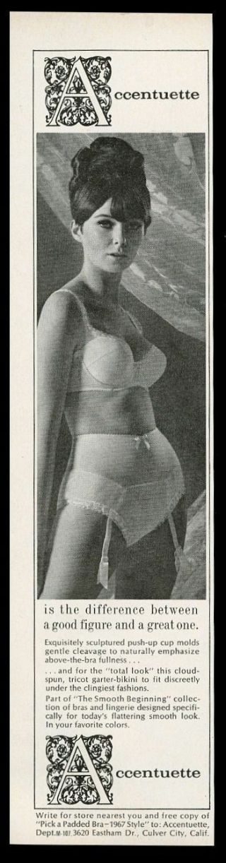 1967 Accentuate Lingerie Woman In Sexy Garter Bikini Panty Bra Photo Vintage Ad