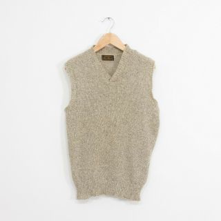 Vintage Eddie Bauer Wool Sweater Vest Mens L V - Neck Gray Made In Usa