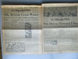 Stars And Stripes Wwii Us Army Daily Newspaper Two Issues April 6 & 7 1945