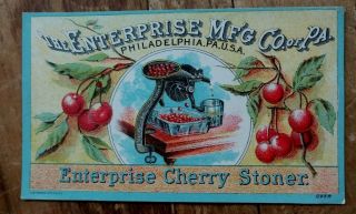The Enterprise Mfg Co Philadelphia Cherry Stoner Advertising Litho Trade Card