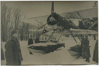 Wwii Press Photo: Russian Military Cadets & Captured German Seaplane Aircraft